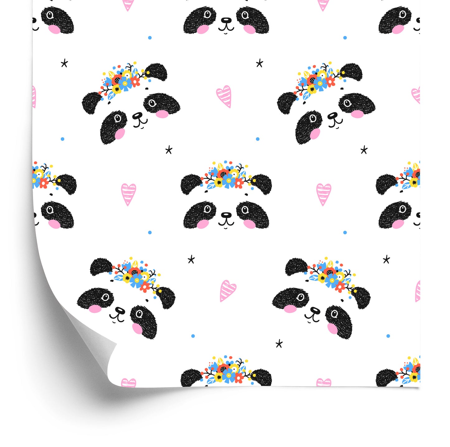 Wallpaper Adorable Pandas With Flowers