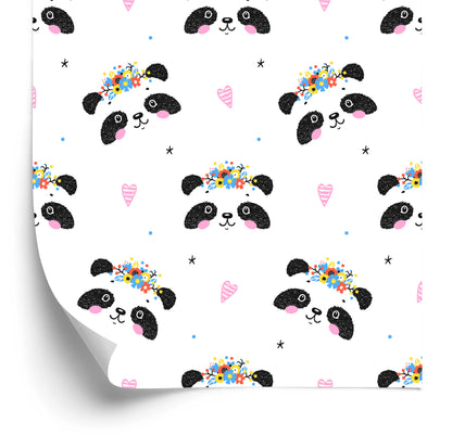 Wallpaper Adorable Pandas With Flowers