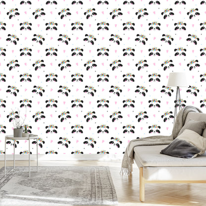 Wallpaper Adorable Pandas With Flowers