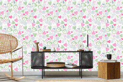 Wallpaper Drawn Forest With Bicycles