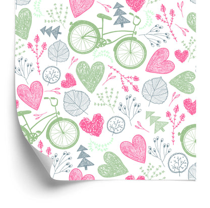 Wallpaper Drawn Forest With Bicycles