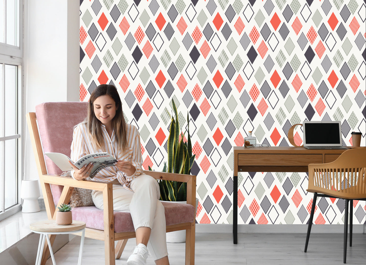 Wallpaper Geometric Colorful Rhombuses