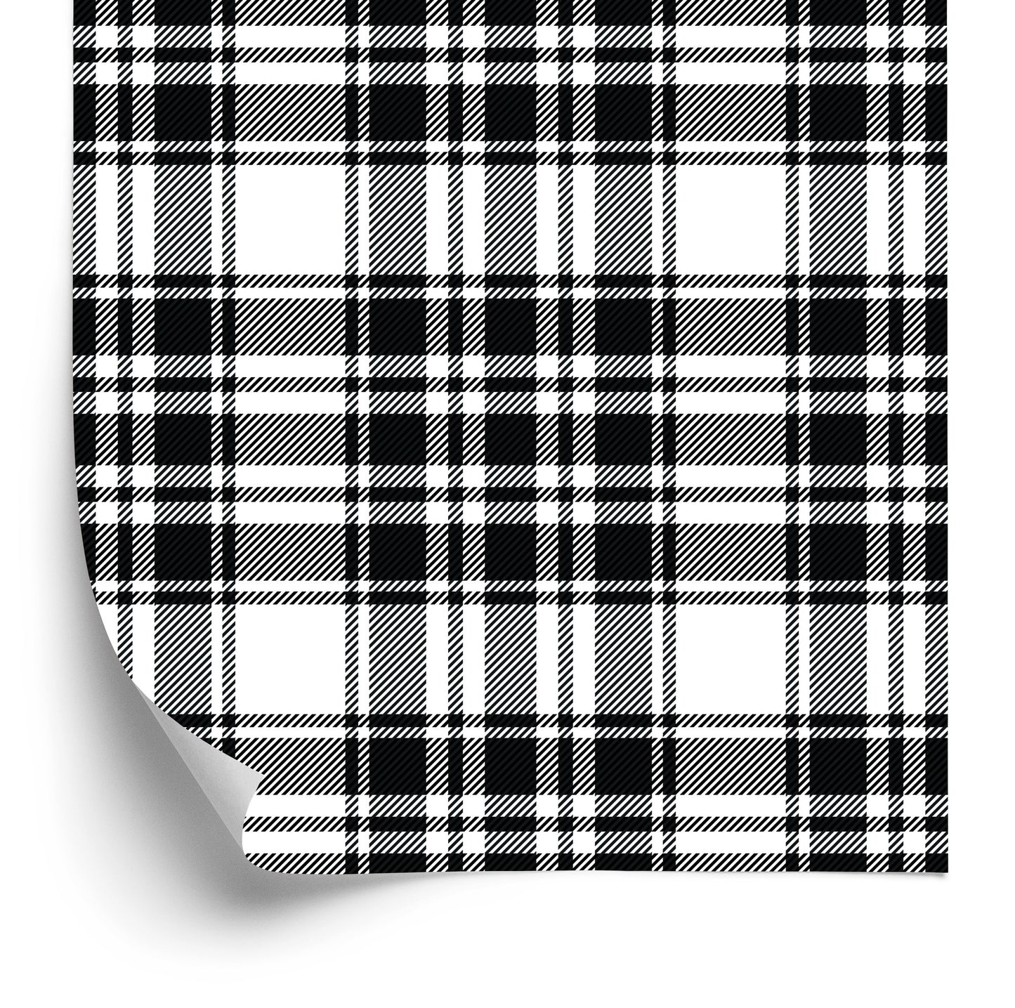 Wallpaper Black And White Scottish Plaid Pattern