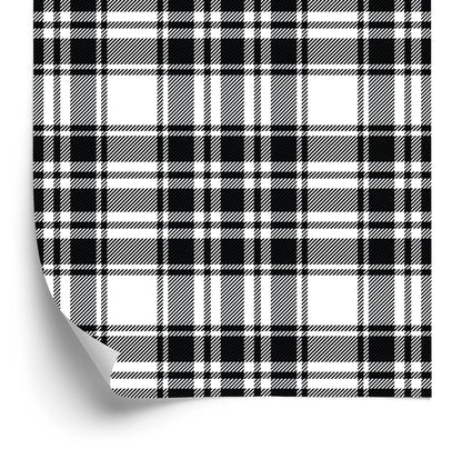 Wallpaper Black And White Scottish Plaid Pattern