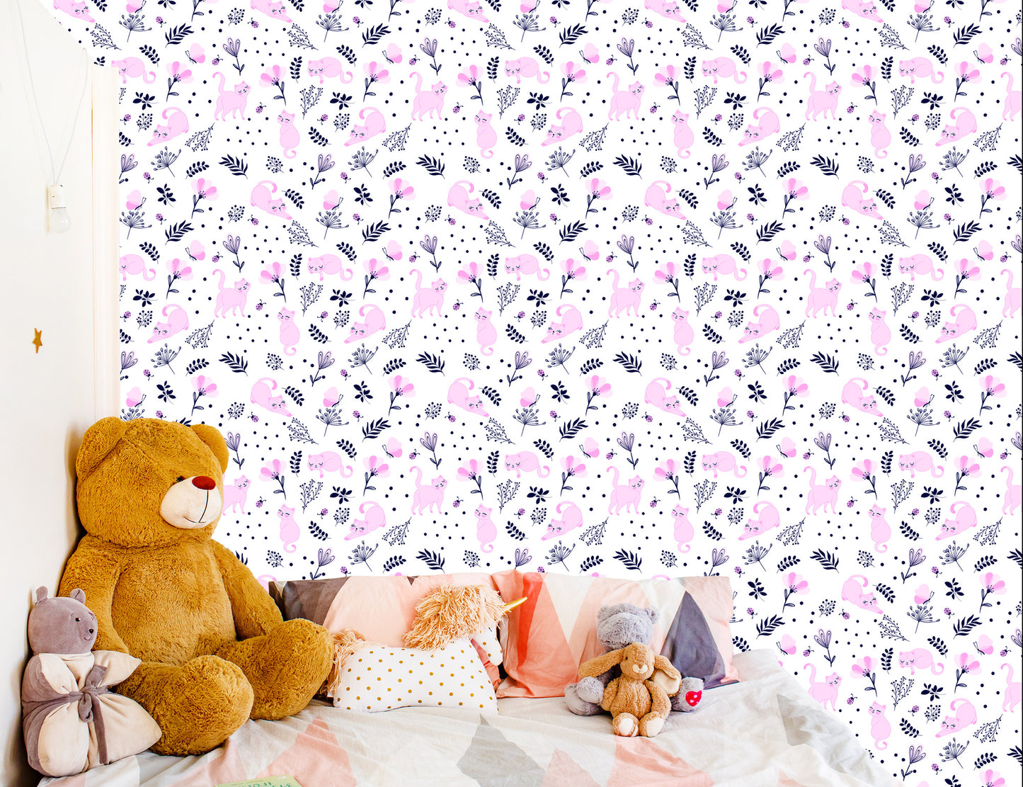 Wallpaper Sleeping Pink Small Cats
