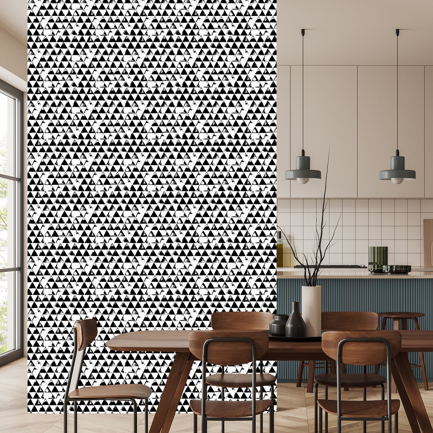 Wallpaper Black And White Triangles
