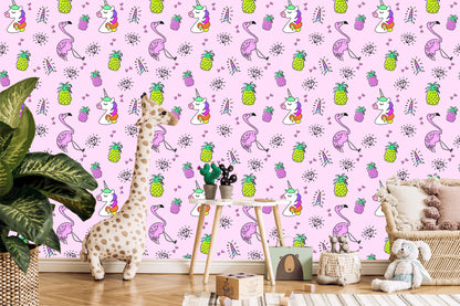 Wallpaper Unicorns And Friends Colorful Background