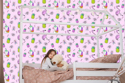 Wallpaper Unicorns And Friends Colorful Background