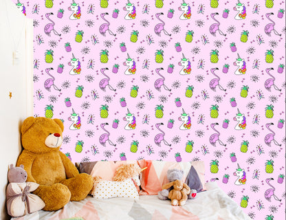Wallpaper Unicorns And Friends Colorful Background