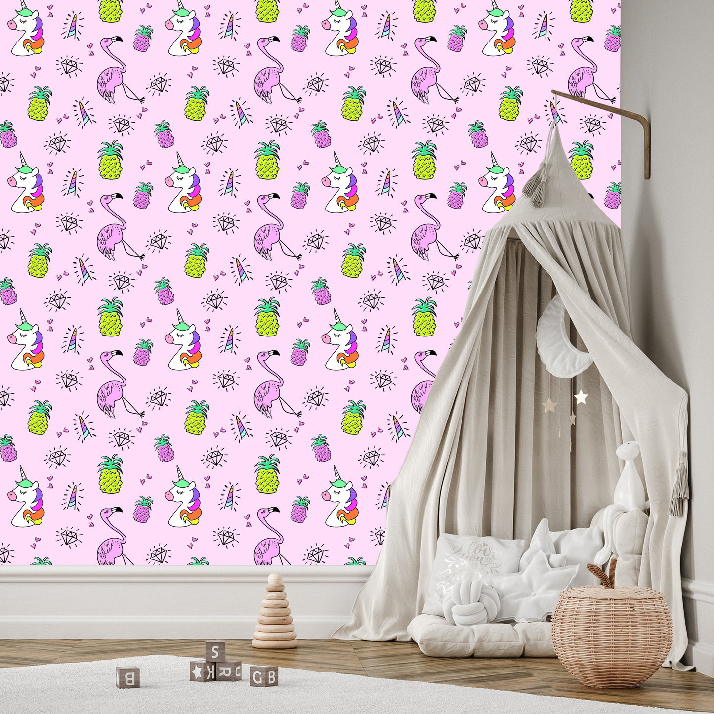 Wallpaper Unicorns And Friends Colorful Background