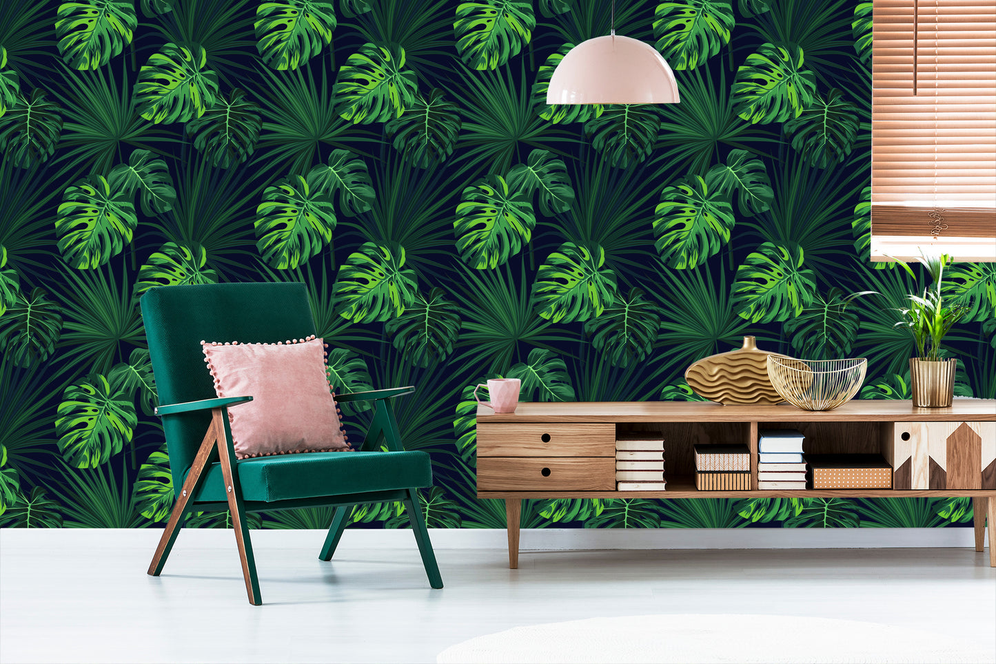 Wallpaper Tropical Monstera Leaves On Dark Background