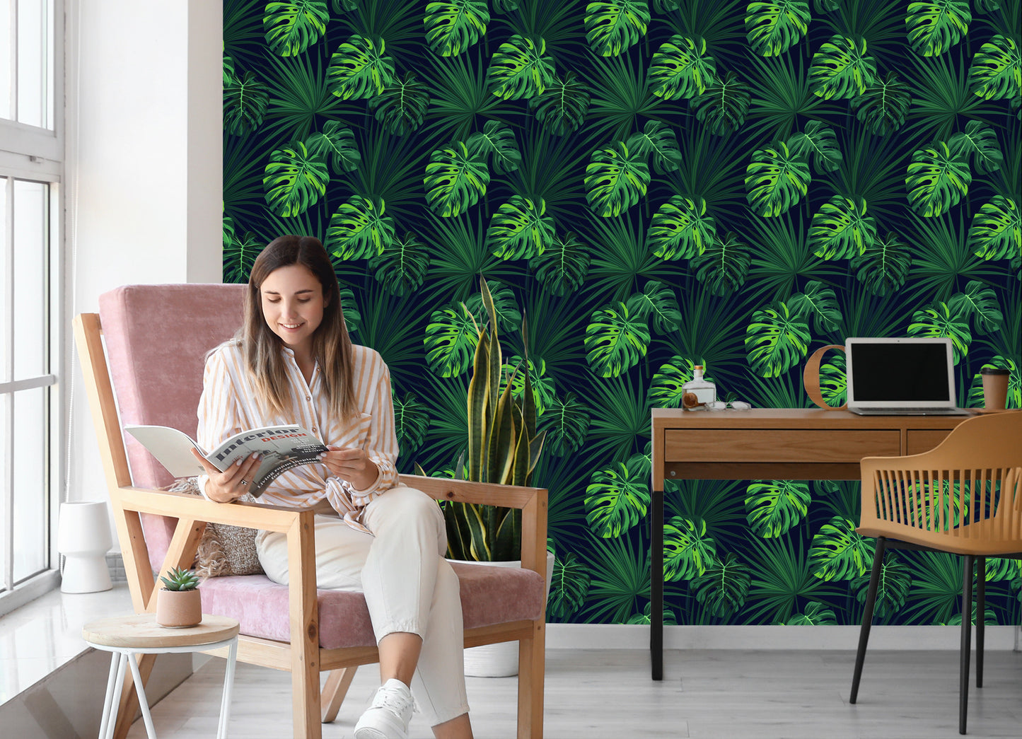 Wallpaper Tropical Monstera Leaves On Dark Background