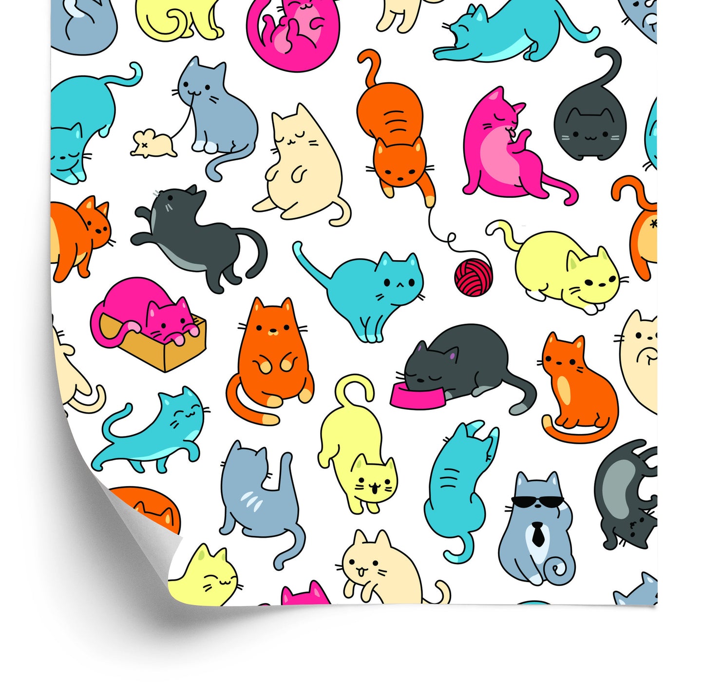 Wallpaper For Children - Colorful Cats Like From The Cartoon