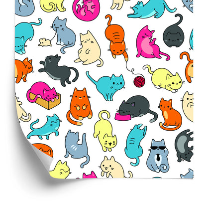 Wallpaper For Children - Colorful Cats Like From The Cartoon