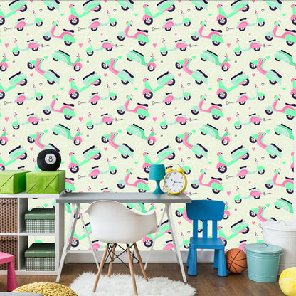 Wallpaper Colorful Scooters With Patterns