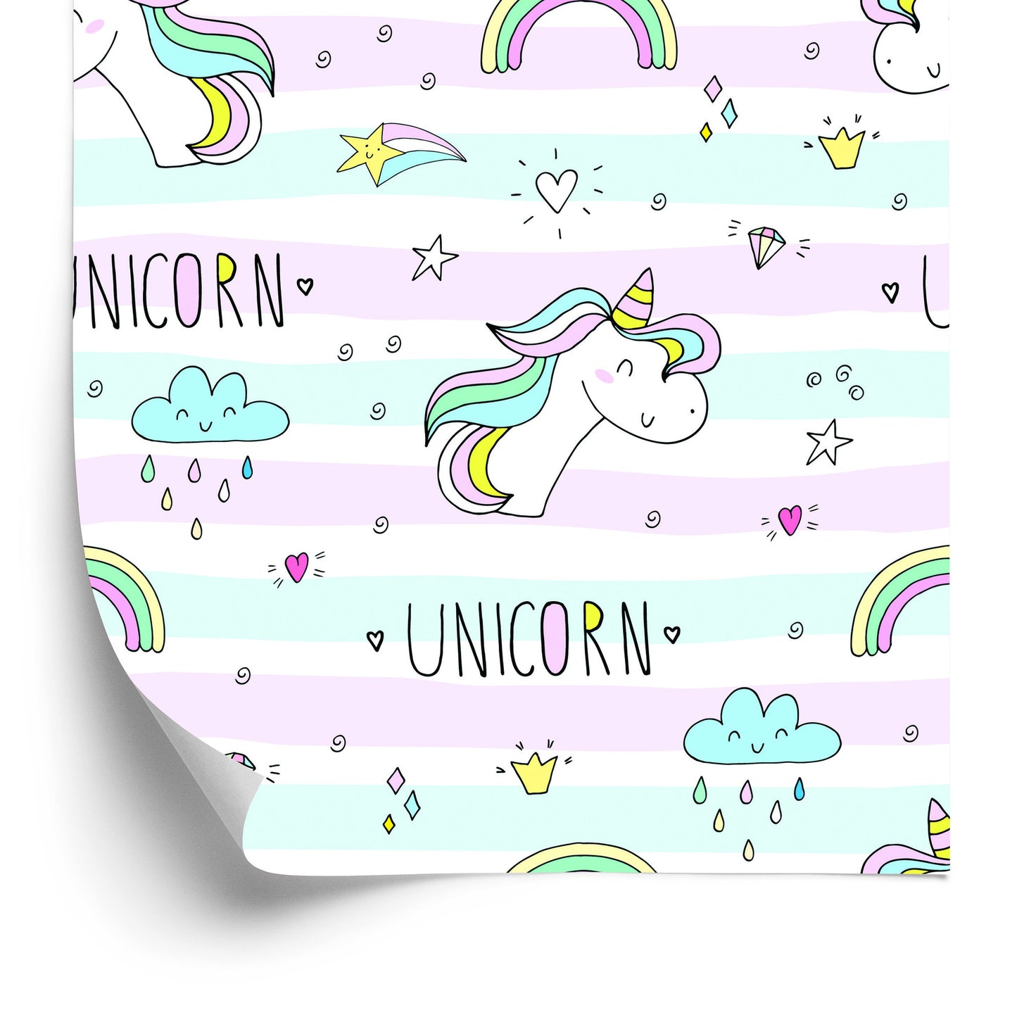Wallpaper For Children - Unicorns, Clouds And Rainbows
