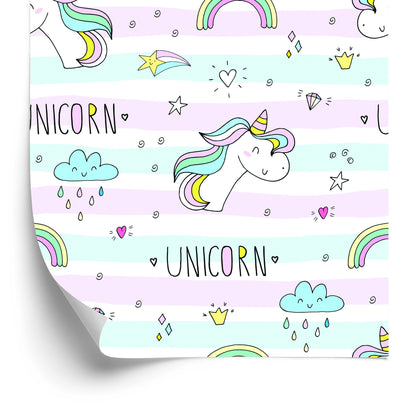 Wallpaper For Children - Unicorns, Clouds And Rainbows