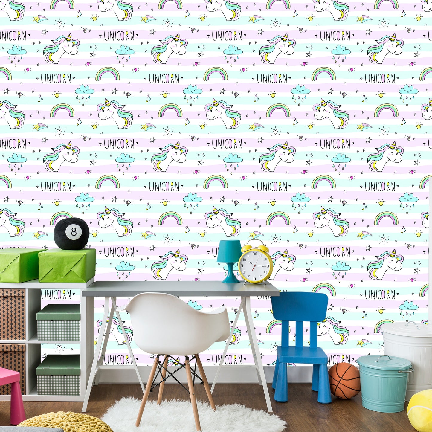 Wallpaper For Children - Unicorns, Clouds And Rainbows