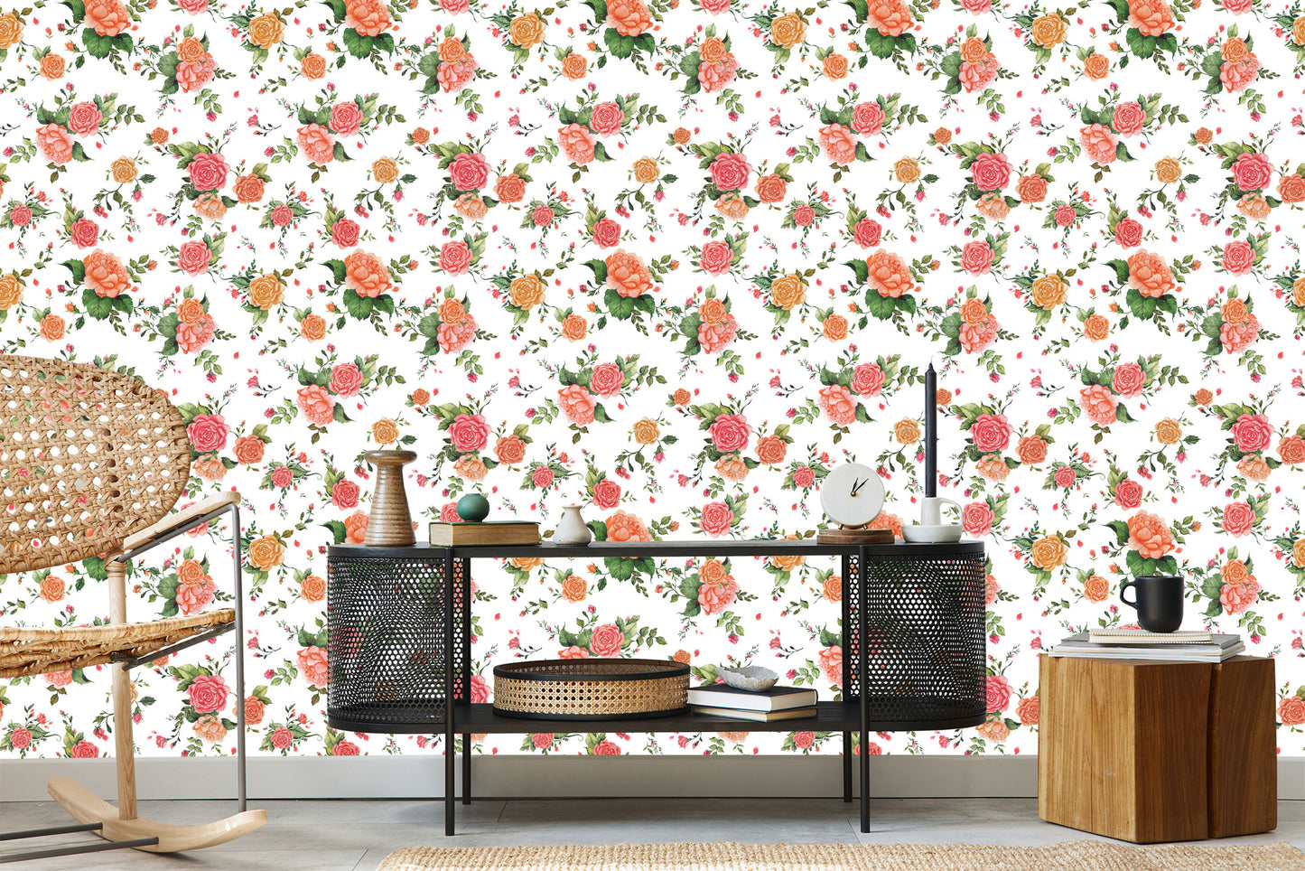 Wallpaper Colorful Roses - Watercolor