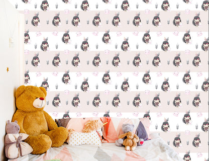 Wallpaper Happy Indian Women With Kittens And Feathers