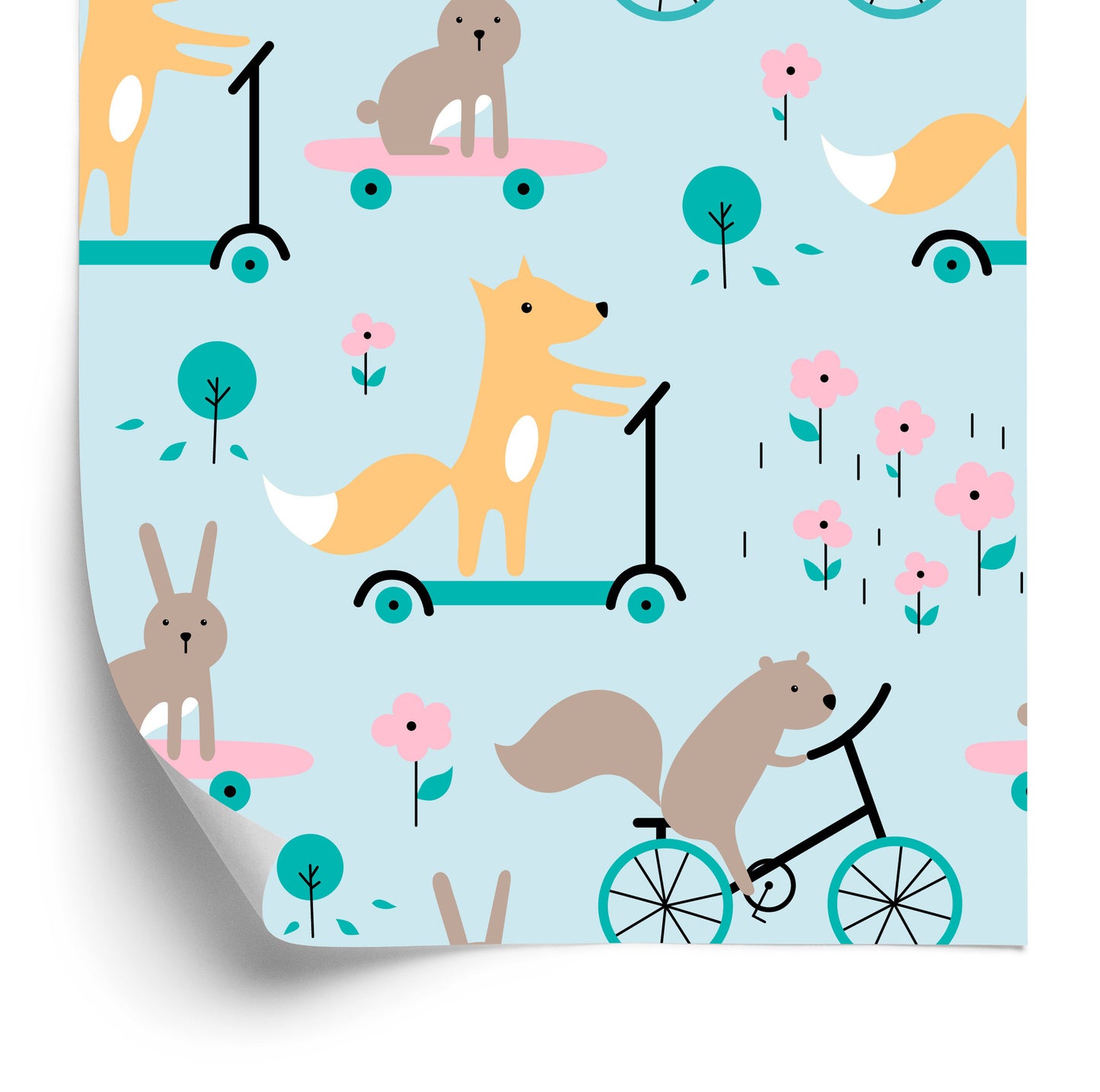 Wallpaper Animal Leaves For Baby's Room