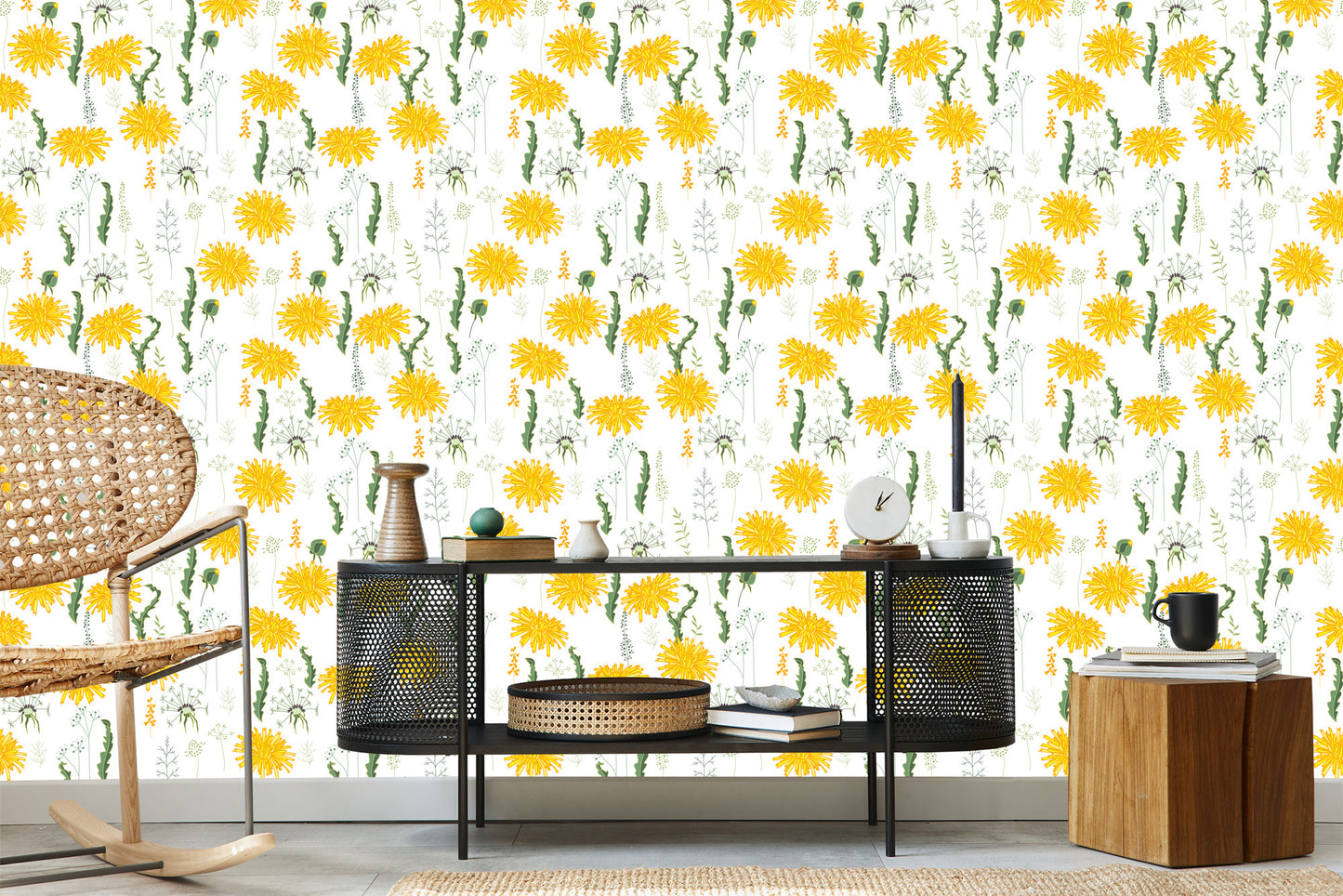 Wallpaper Dandelion Flowers With Field Plants