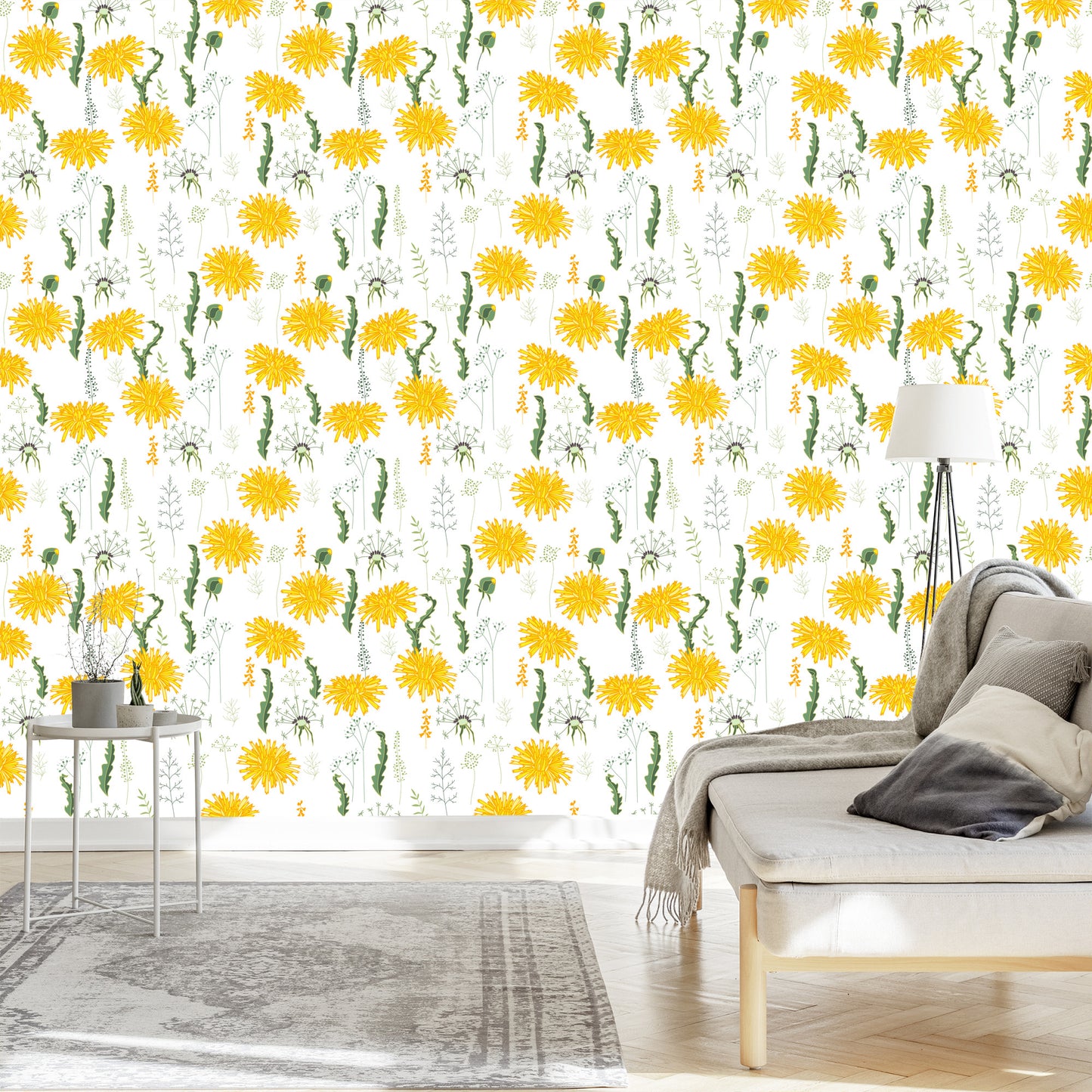 Wallpaper Dandelion Flowers With Field Plants