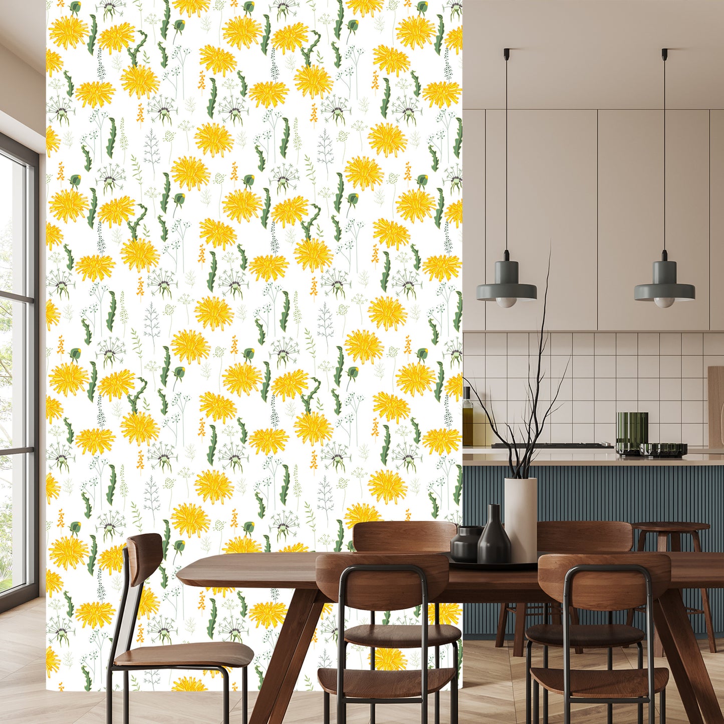 Wallpaper Dandelion Flowers With Field Plants