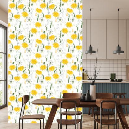 Wallpaper Dandelion Flowers With Field Plants