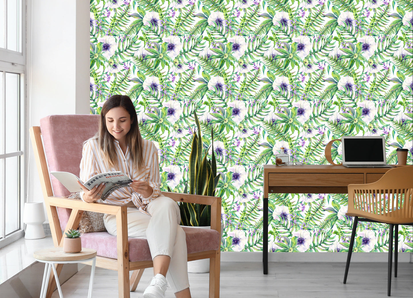 Wallpaper Leaves Flowers