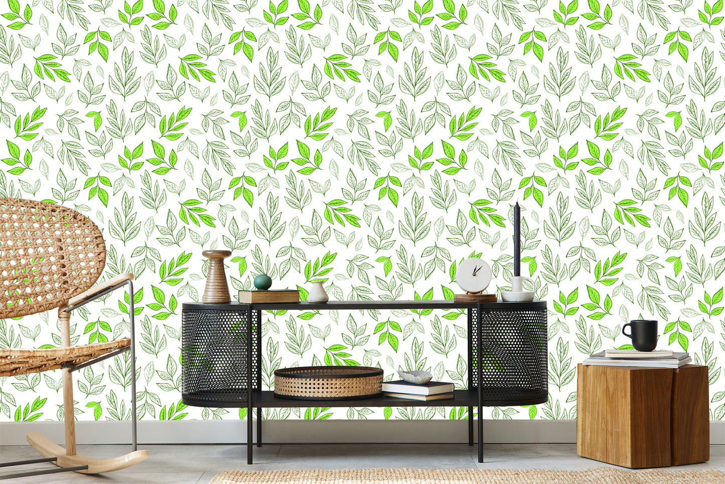 Wallpaper Leaves As Drawn