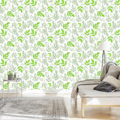 Wallpaper Leaves As Drawn