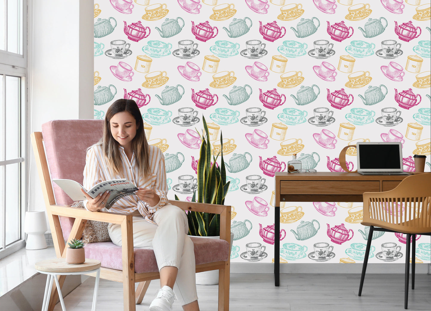 Wallpaper For The Kitchen - Vintage Tea Set