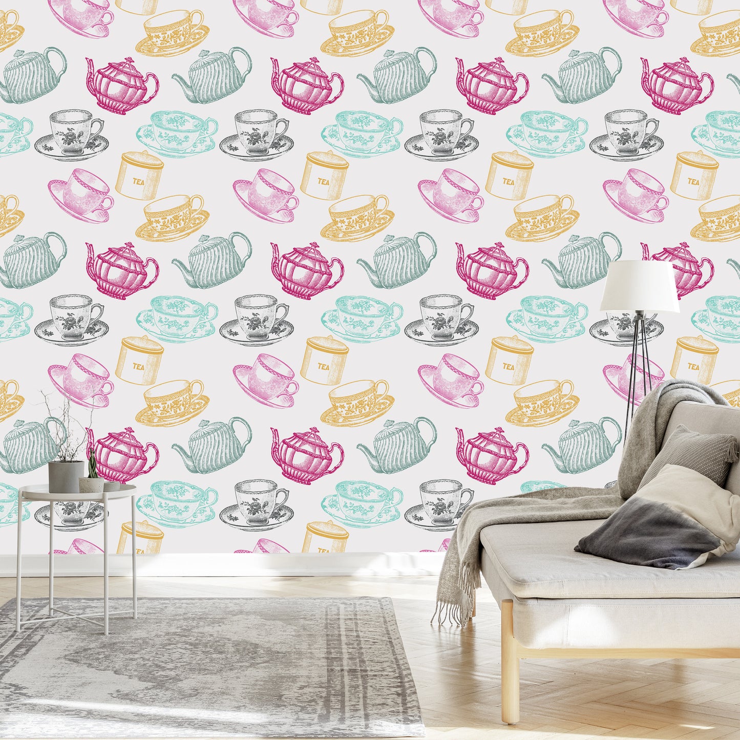Wallpaper For The Kitchen - Vintage Tea Set
