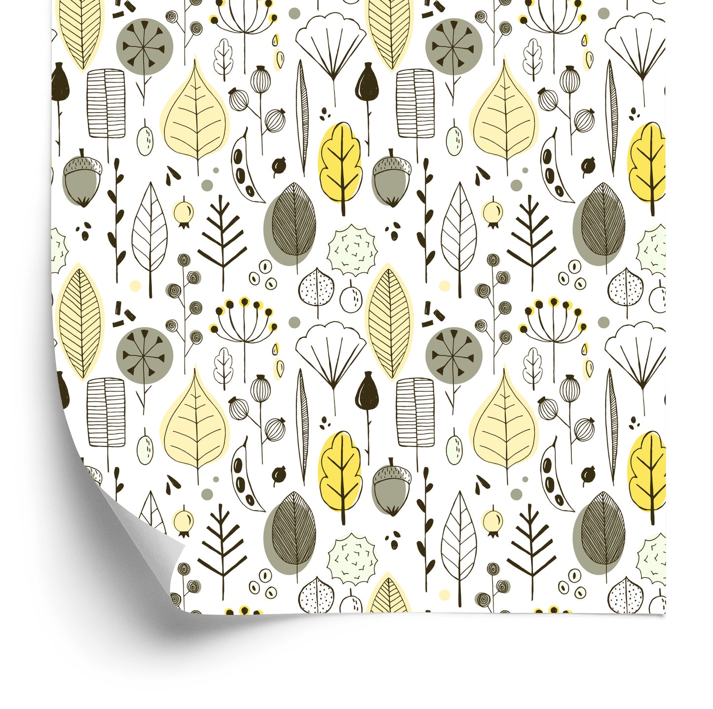 Wallpaper Leaves Scandinavian Style Children's Room