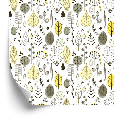 Wallpaper Leaves Scandinavian Style Children's Room