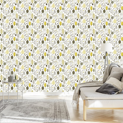 Wallpaper Leaves Scandinavian Style Children's Room