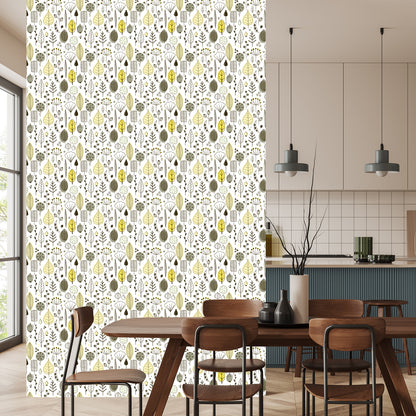 Wallpaper Leaves Scandinavian Style Children's Room