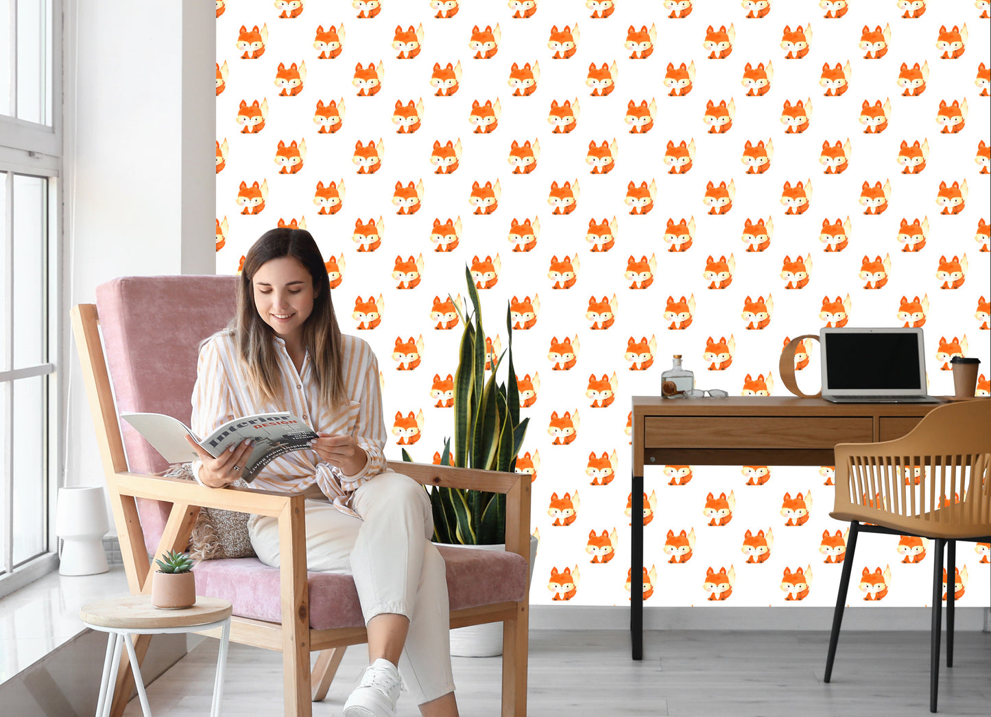 Wallpaper Lovely Watercolor Foxes