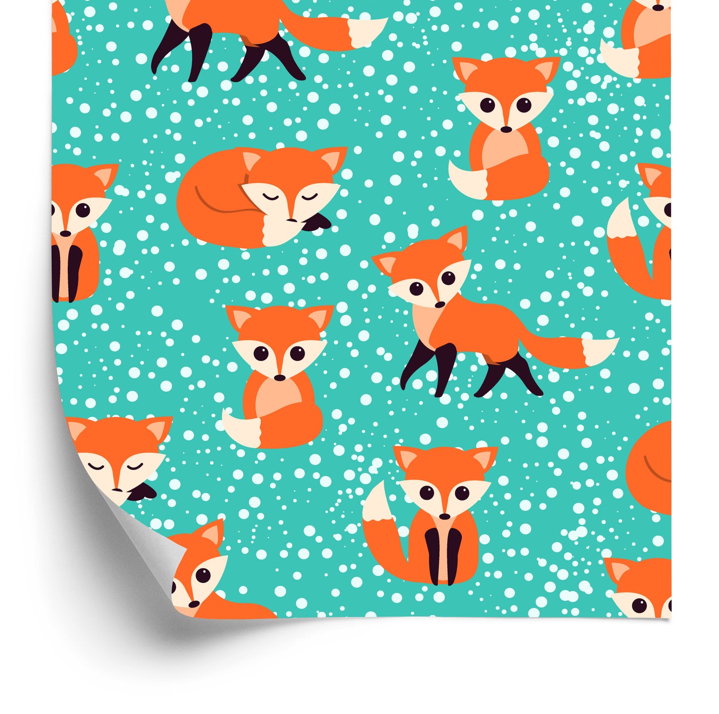 Wallpaper Foxes On The Dots Background