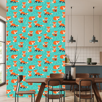 Wallpaper Foxes On The Dots Background