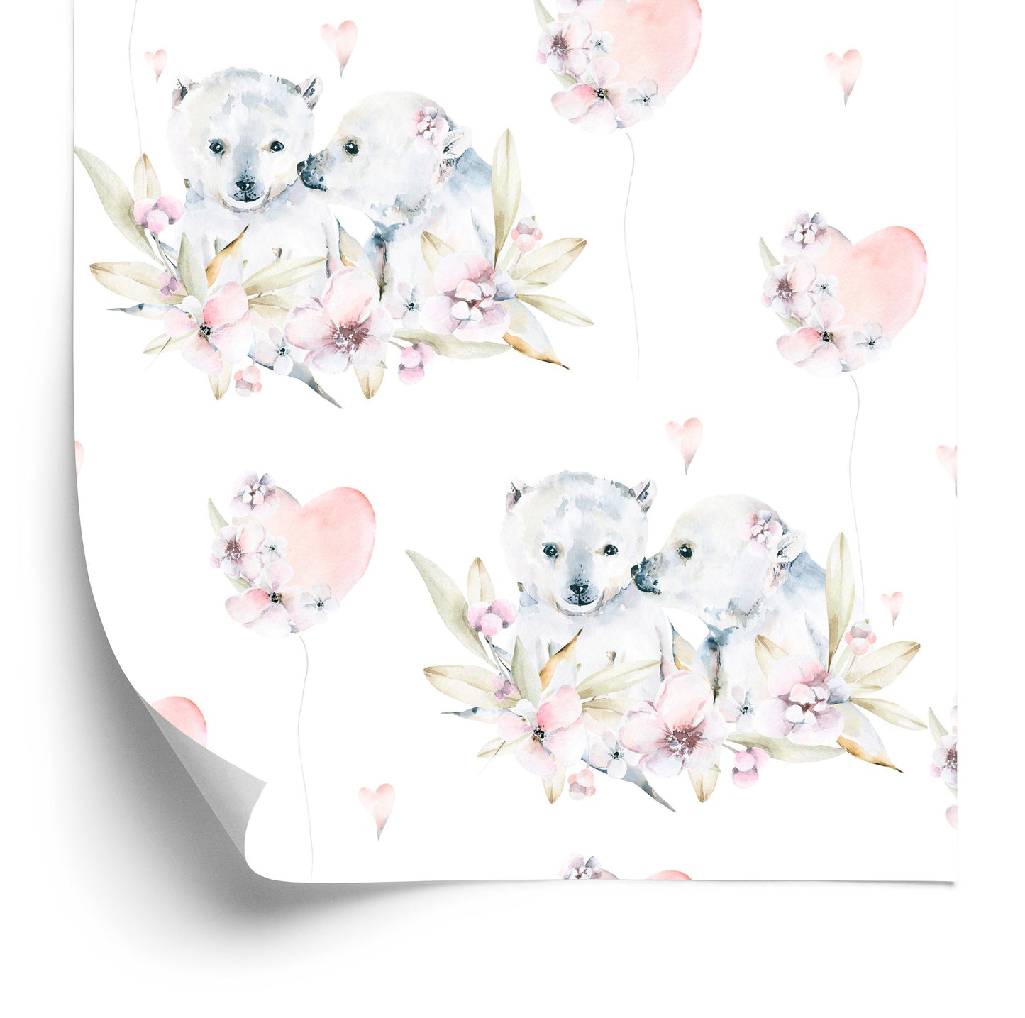 Wallpaper Polar Bears Among Flowers