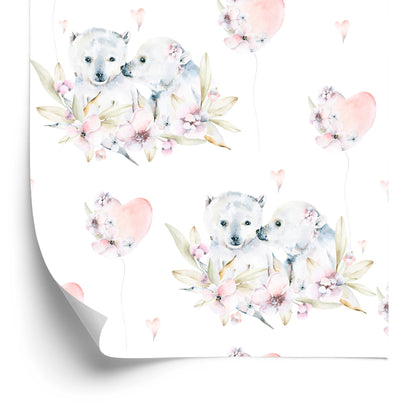 Wallpaper Polar Bears Among Flowers