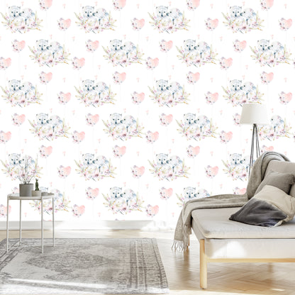 Wallpaper Polar Bears Among Flowers
