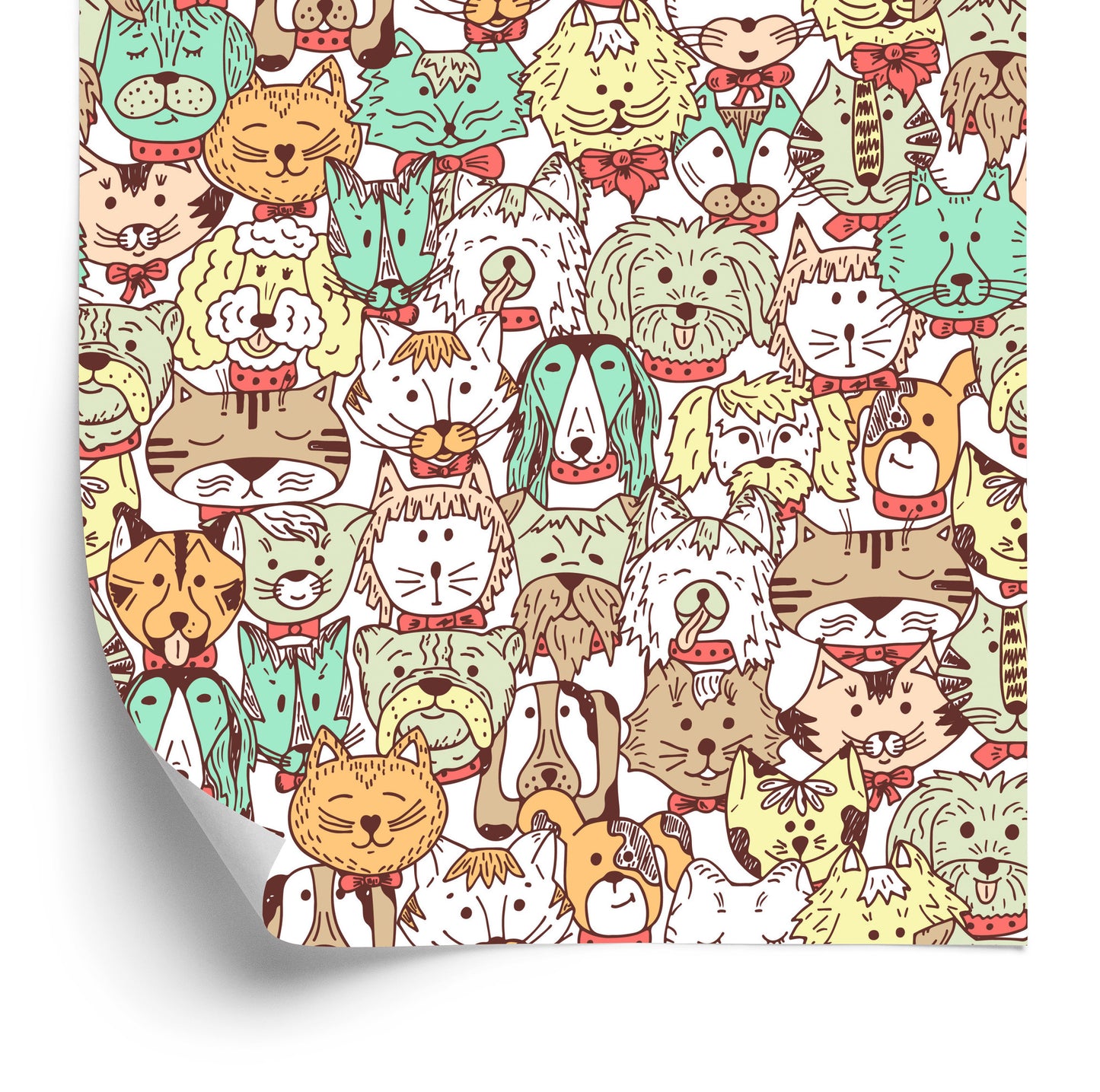Wallpaper Colorful Dogs And Cats