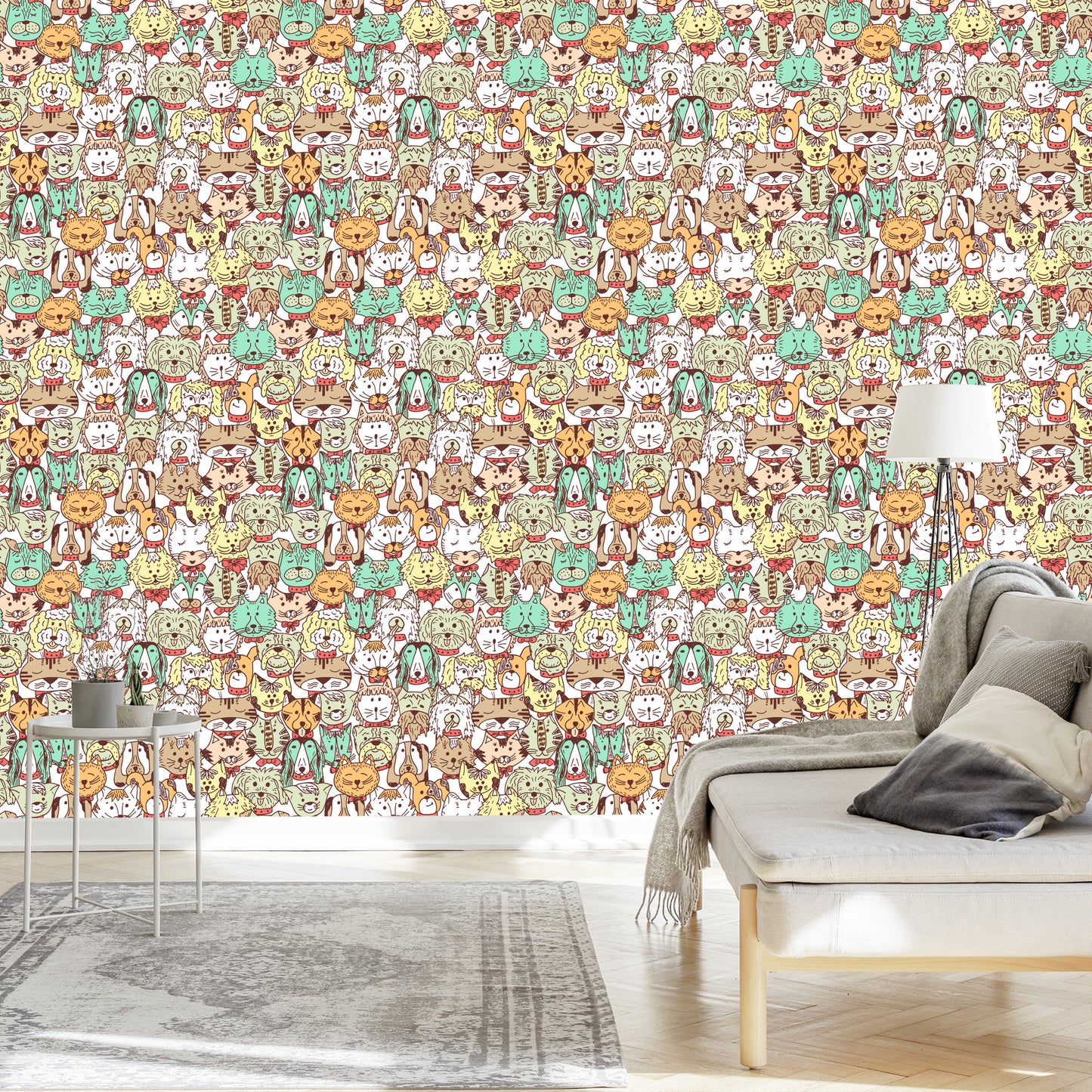 Wallpaper Colorful Dogs And Cats