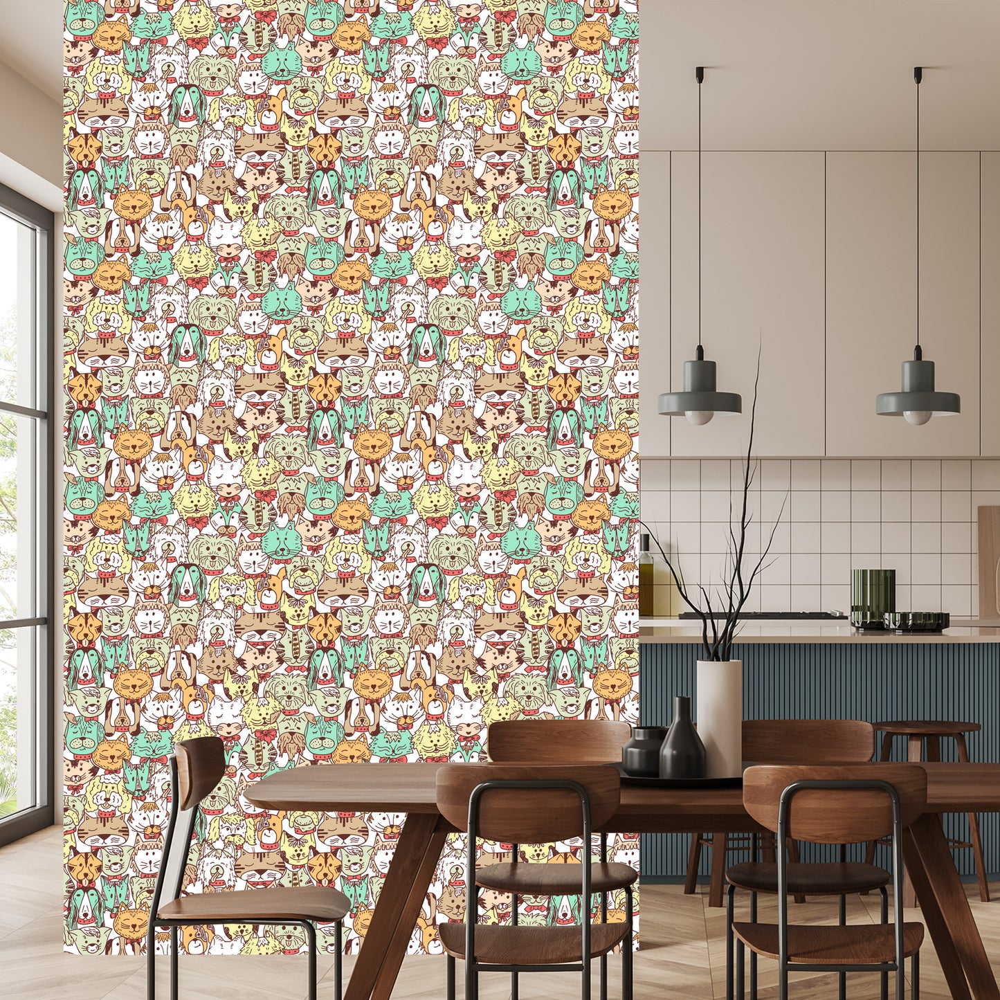 Wallpaper Colorful Dogs And Cats