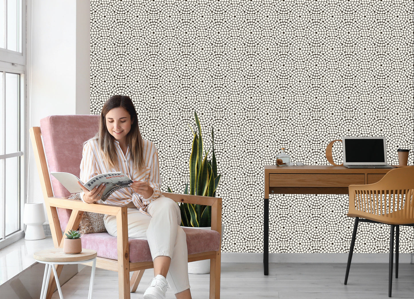 Wallpaper Wall Elegant Mosaic Living Room Office
