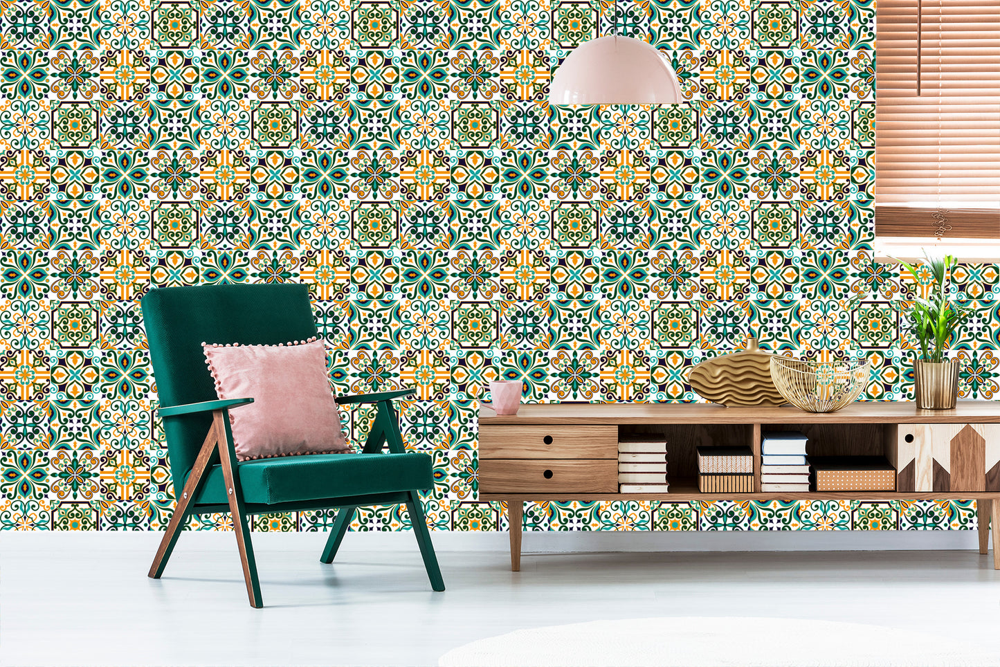 Wallpaper For Dining Room Colorful Mosaic Patterns