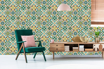 Wallpaper For Dining Room Colorful Mosaic Patterns